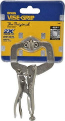 Irwin - 4" OAL C-Clamp Locking Pliers - 1-1/4" Jaw Depth, 1-5/8" Jaw Opening - Eagle Tool & Supply