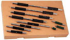 Mitutoyo - 1 to 11 Inch Long, 11 Piece Micrometer Calibration Standard Set - Accuracy Up to 0.000012 Inch, For Use with Outside Micrometer, Includes Carrying Case - Eagle Tool & Supply