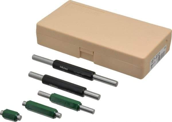 Mitutoyo - 1 to 5 Inch Long, 5 Piece Micrometer Calibration Standard Set - Accuracy Up to 0.000012 Inch, For Use with Outside Micrometer, Includes Carrying Case - Eagle Tool & Supply