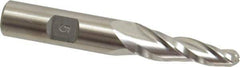 Made in USA - 5° Taper Angle per Side, 1/4" Small End Diam, 1-1/4" LOC, High Speed Steel 3 Flute Tapered Ball End Mill - 3-1/8" OAL, 1/2" Shank Diam - Eagle Tool & Supply