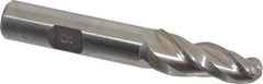 Made in USA - 5° Taper Angle per Side, 3/8" Small End Diam, 1-1/4" LOC, High Speed Steel 3 Flute Tapered Ball End Mill - 3-1/8" OAL, 1/2" Shank Diam - Eagle Tool & Supply