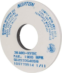 Norton - 14" Diam x 5" Hole x 1" Thick, K Hardness, 80 Grit Surface Grinding Wheel - Aluminum Oxide, Type 1, Medium Grade, 1,800 Max RPM, Vitrified Bond, No Recess - Eagle Tool & Supply
