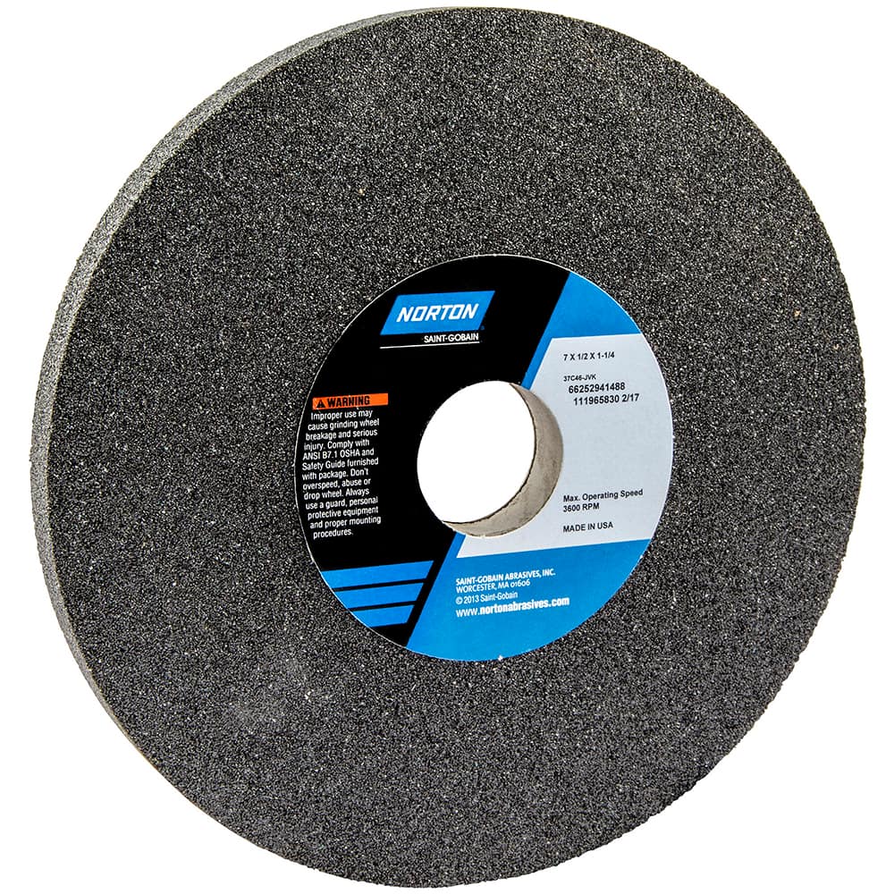 Norton - 7" Diam x 1-1/4" Hole x 1/2" Thick, J Hardness, 46 Grit Surface Grinding Wheel - Eagle Tool & Supply