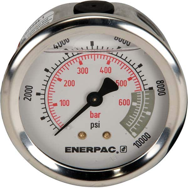 Enerpac - Hydraulic Pressure Gages & Adapters Type: Glycerine Filled Pressure Rating: 10000 - Eagle Tool & Supply