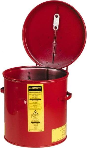 Justrite - 2 Gallon Capacity, 24-Gauge Coated Steel Body, Red Dip Tank - 10 Inch High x 9-3/8 Inch Diameter - Eagle Tool & Supply