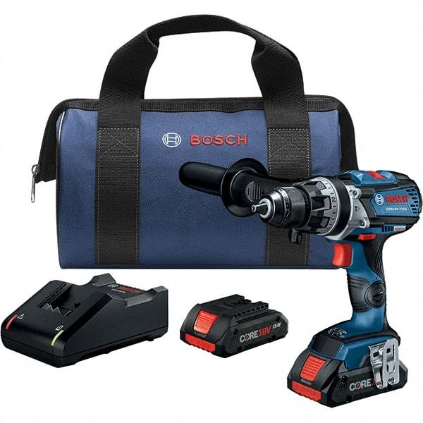 Bosch - 18 Volt 1/2" Keyless Chuck Cordless Hammer Drill - 0 to 31,500 BPM, 0 to 2,100 RPM, Reversible - Eagle Tool & Supply