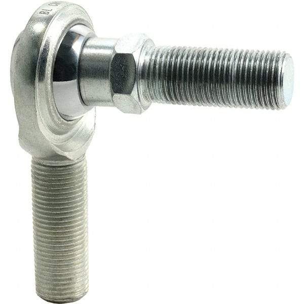 Tritan - 1/4" ID, 2,225 Lb Max Static Cap, Male Spherical Rod End - 1/4-28 RH, 3/8" Shank Diam, 1" Shank Length, Zinc Plated Carbon Steel with PTFE Lined Chrome Steel Raceway - Eagle Tool & Supply