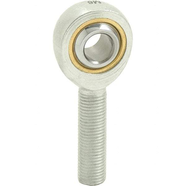 Tritan - 3/4" ID, 3-3/4" Max OD, 11,550 Lb Max Static Cap, Male Spherical Rod End - 3/4-16 RH, 7/8" Shank Diam, 1-3/4" Shank Length, Zinc Plated Carbon Steel with Sintered Oil Impregnated Bronze Raceway - Eagle Tool & Supply