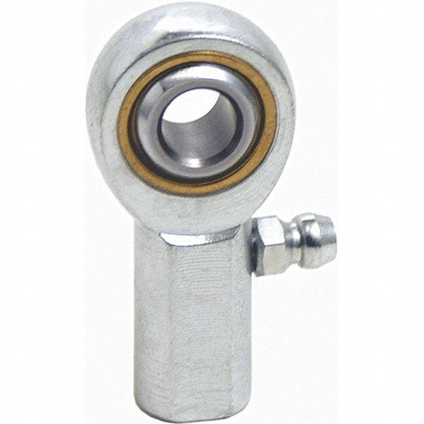 Tritan - 3/8" ID, 2-7/16" Max OD, 3,950 Lb Max Static Cap, Female Spherical Rod End - 3/8-24 UNF RH, 1/2" Shank Diam, 13/16" Shank Length, Zinc Plated Carbon Steel with Sintered Oil Impregnated Bronze Raceway - Eagle Tool & Supply