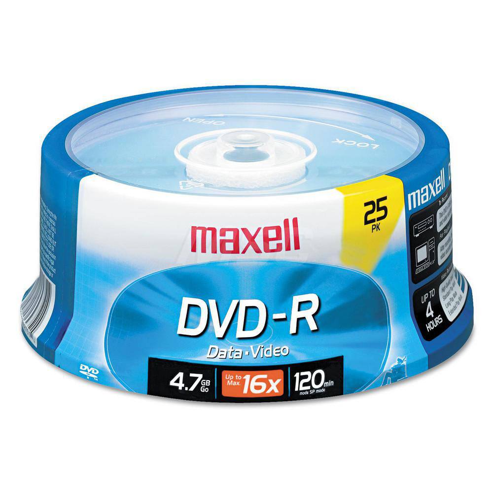 Maxell - Office Machine Supplies & Accessories; Office Machine/Equipment Accessory Type: DVD+R Disc ; For Use With: General Purpose DVD-R/RW; DVD-RAM/R; DVD-Multi Drives/Recorders; Dual DVD?RW/R Drives; Read Compatible With DVD-ROM; DVD-Video; DVD-Audio - Exact Industrial Supply