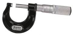 Starrett - 75 to 100mm Range, 0.01mm Graduation, Mechanical Outside Micrometer - Ratchet Stop Thimble, Accurate to 0.004mm - Eagle Tool & Supply
