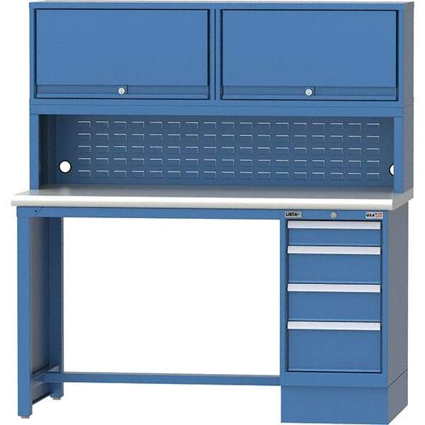 LISTA - 72 Wide x 30" Deep x 51-1/4" High, Plastic Laminate Workstation - Fixed Legs, Classic Blue - Eagle Tool & Supply