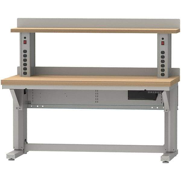 LISTA - 60 Wide x 30" Deep x 58" High, Butcher Block Electric Height Adjustable Workstation - Adjustable Height Legs, Classic Blue - Eagle Tool & Supply