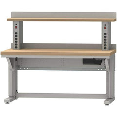LISTA - 60 Wide x 30" Deep x 58" High, Butcher Block Electric Height Adjustable Workstation - Adjustable Height Legs, Classic Blue - Eagle Tool & Supply