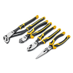 Plier Sets; Plier Type Included: Tongue & Groove  Diagonal Cutting  Long Nose  Slip Joint; Set Type: Plier Set; Container Type: Carded; Overall Length: 11.6; Insulated: No; Tether Style: Tether Ready; Number Of Pieces: 4