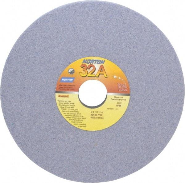 Norton - 8" Diam x 1-1/4" Hole x 1" Thick, I Hardness, 60 Grit Surface Grinding Wheel - Aluminum Oxide, Type 5, Medium Grade, 3,600 Max RPM, Vitrified Bond, One-Side Recess - Eagle Tool & Supply