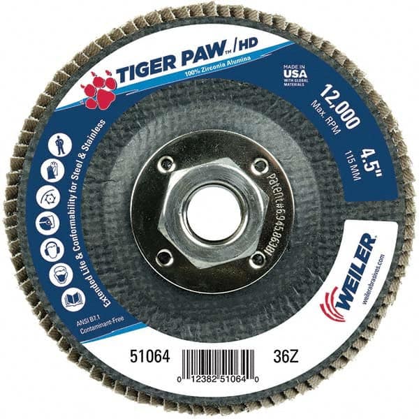Weiler - Flap Discs Abrasive Type: Coated Flap Disc Type: Type 29 - Eagle Tool & Supply