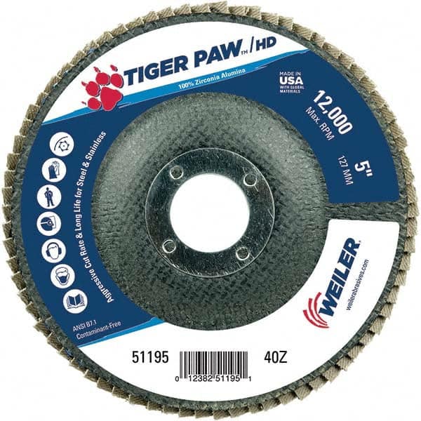 Weiler - Flap Discs Abrasive Type: Coated Flap Disc Type: Type 27 - Eagle Tool & Supply