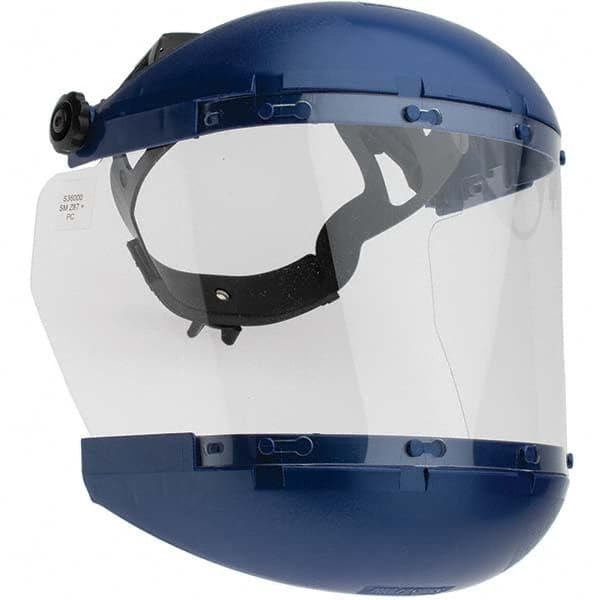 Sellstrom - Nylon Blue Ratchet Adjustment Face Shield with Chin Guard - Eagle Tool & Supply