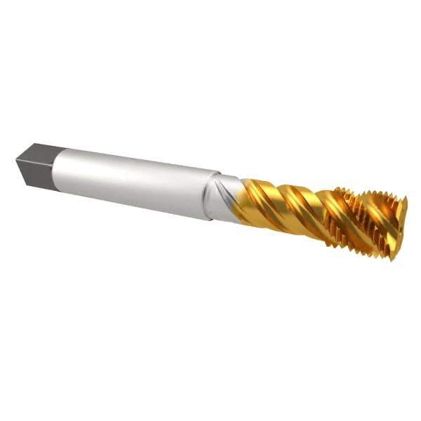 Emuge - 9/16-18 UNF 5 Flute 2B Bottoming Spiral Flute Tap - Cobalt, TiN Finish, 3.937" OAL, Right Hand Flute, Right Hand Thread, Series Enorm Z - Eagle Tool & Supply