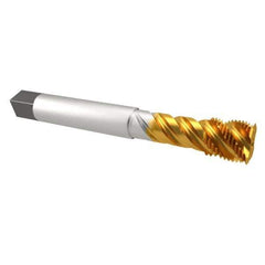 Emuge - 9/16-18 UNF 5 Flute 2B Bottoming Spiral Flute Tap - Cobalt, TiN Finish, 3.937" OAL, Right Hand Flute, Right Hand Thread, Series Enorm Z - Eagle Tool & Supply