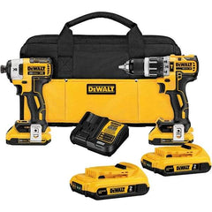 DeWALT - 20 Volt Cordless Tool Combination Kit - Includes 1/2" Brushless Hammer Drill & 1/4" 3-Speed Brushless Impact Driver, Lithium-Ion Battery Included - Eagle Tool & Supply