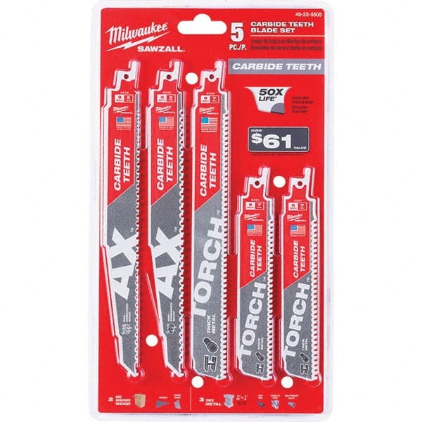 Milwaukee Tool - Reciprocating Saw Blade Sets Blade Material: Bi-Metal Minimum Blade Length (Inch): 6 - Eagle Tool & Supply