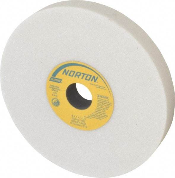 Norton - 8" Diam x 1-1/4" Hole x 1" Thick, I Hardness, 46 Grit Surface Grinding Wheel - Aluminum Oxide, Type 1, Coarse Grade, 3,105 Max RPM, Vitrified Bond, No Recess - Eagle Tool & Supply