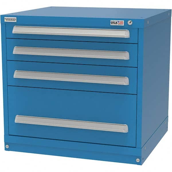 Vidmar - 4 Drawer Bright Blue Steel Modular Storage Cabinet - Eagle Tool & Supply
