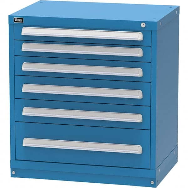 Vidmar - 6 Drawer, 45 Compartment Bright Blue Steel Modular Storage Cabinet - Eagle Tool & Supply