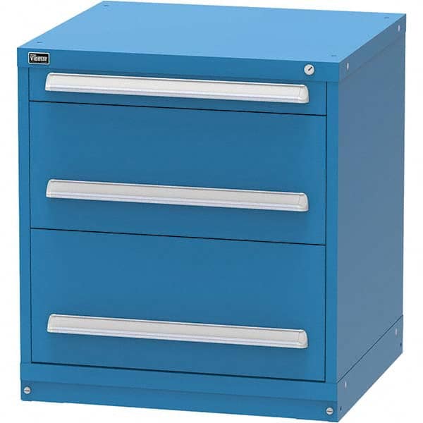 Vidmar - 3 Drawer Bright Blue Steel Modular Storage Cabinet - Eagle Tool & Supply