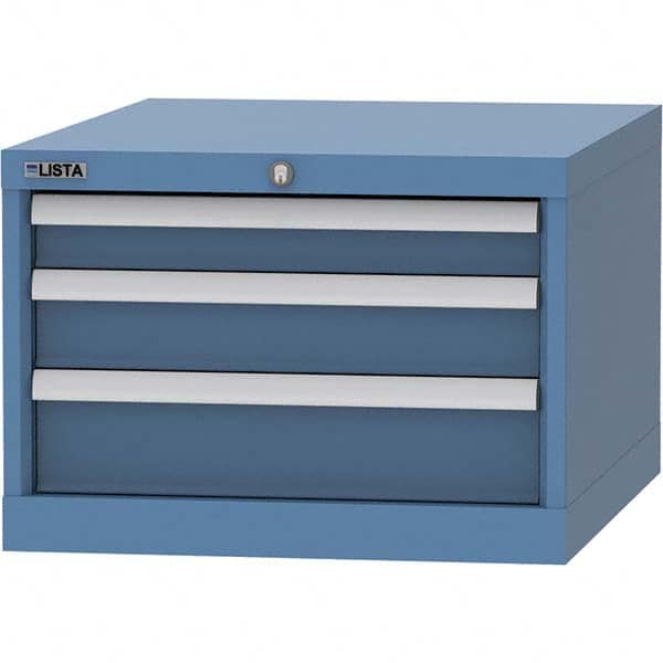 LISTA - 3 Drawer, 99 Compartment Bright Blue Steel Modular Storage Cabinet - Eagle Tool & Supply