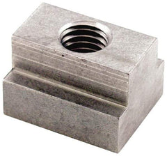 Jergens - 1/2-13 Tapped Through T Slot Nut - 5/8" Slot Width, 1 x 3/8" Base Width x Height, 1-1/4 x 3/4" Overall Length x Height - Eagle Tool & Supply