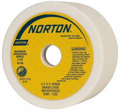Norton - 4" Diam, 20mm Hole Size, 2" Overall Thickness, 80 Grit, Type 6 Tool & Cutter Grinding Wheel - Medium Grade, Aluminum Oxide, J Hardness, Vitrified Bond, 5,730 RPM - Eagle Tool & Supply