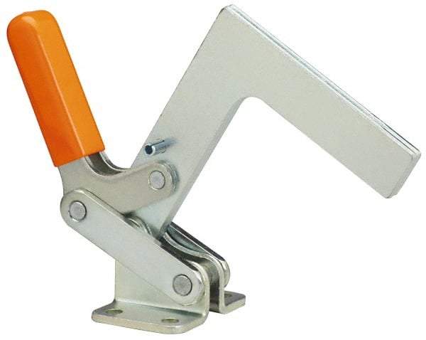 Lapeer - 600 Lb Holding Capacity, Horizontal Handle, Manual Hold Down Toggle Clamp - 175° Handle Movement, 135° Bar Opening, L-Shaped Solid Bar, Flanged Base, Carbon Steel - Eagle Tool & Supply