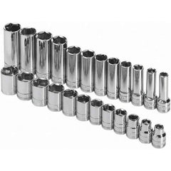 SK - 3/8" Drive Standard Deep Socket Set - 8 to 19mm, Metric Measurement Standard - Eagle Tool & Supply