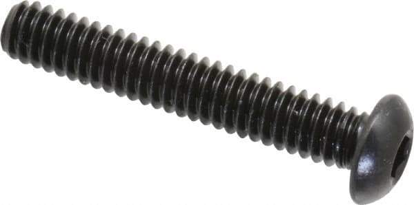 Made in USA - 1/4-20 UNC Hex Socket Drive, Button Screw - Alloy Steel, Black Oxide Finish, Fully Threaded, 1-1/2" Length Under Head - Eagle Tool & Supply
