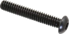 Made in USA - 1/4-20 UNC Hex Socket Drive, Button Screw - Alloy Steel, Black Oxide Finish, Fully Threaded, 1-1/2" Length Under Head - Eagle Tool & Supply