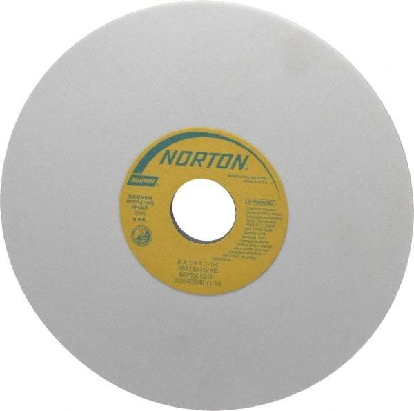 Norton - 8" Diam x 1-1/4" Hole x 1/4" Thick, K Hardness, 150 Grit Surface Grinding Wheel - Aluminum Oxide, Type 1, Very Fine Grade, 3,600 Max RPM, Vitrified Bond, No Recess - Eagle Tool & Supply