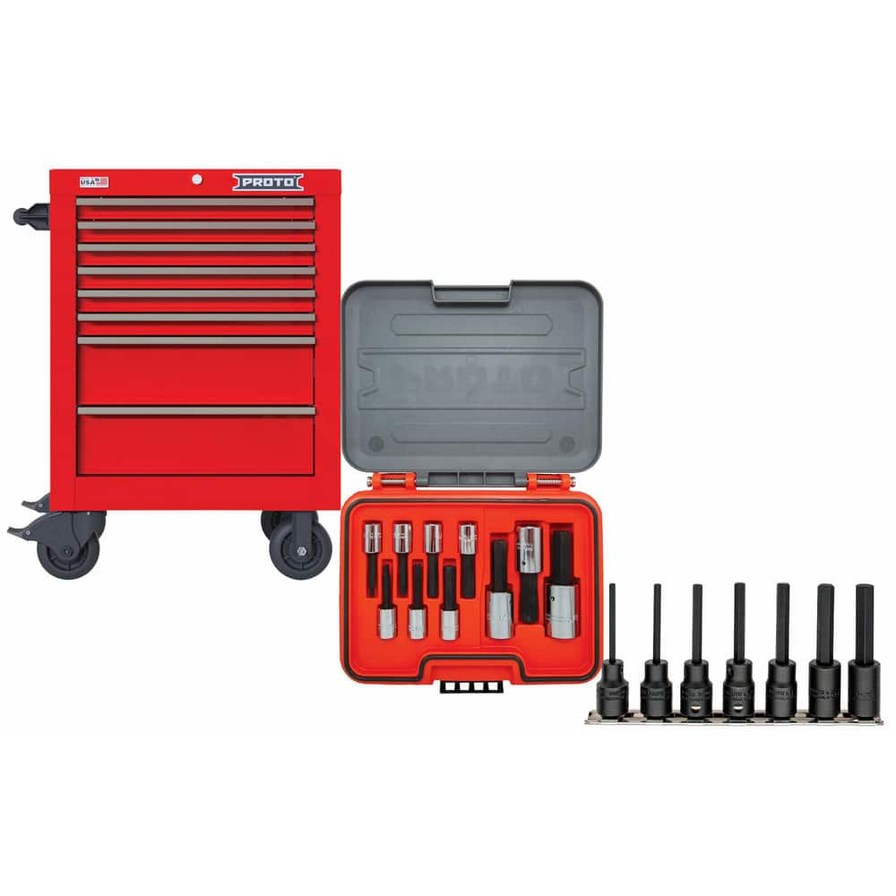 Tool Roller Cabinets; Drawers Range: 5 - 10 Drawers; Overall Weight Capacity: 1800 lb; Width Range: 24″ - 29.9″; Drawer Capacity: 200 lb; Depth Range: 18″ - 23.9″; Top Material: Vinyl; Height Range: 36″ - 41.9″; Color: Red; Overall Depth: 22.375 in; Overa