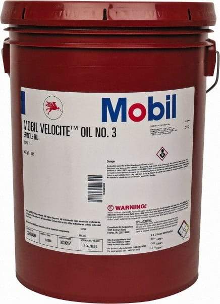 Mobil - 5 Gal Pail Mineral Spindle Oil - ISO 2, 2.1 cSt at 40°C & 0.95 cSt at 100°C - Eagle Tool & Supply