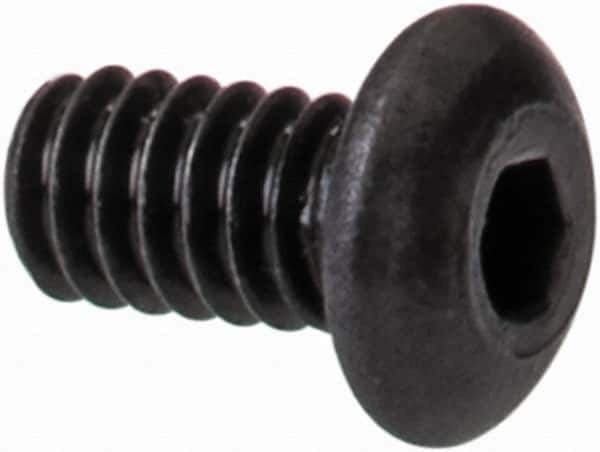 Value Collection - #0-80 UNF Hex Socket Drive, Button Screw - Alloy Steel, Black Oxide Finish, Fully Threaded, 1/8" Length Under Head - Eagle Tool & Supply