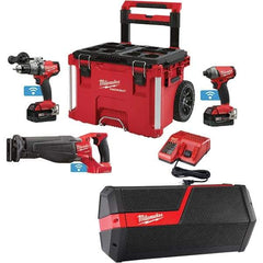 Milwaukee Tool - 18 Volt Cordless Tool Combination Kit - Includes 1/2" Brushless Hammer Drill/Driver, Compact Reciprocating Saw & 1/4" Hex Impact Driver, Lithium-Ion Battery Included - Eagle Tool & Supply