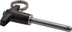 Jergens - 1/4" Diam, 1-1/2" Usable Length, T Handle, Push Button Quick Release Pin - 3" Overall Length, Grade 17-4 Stainless Steel, Passivated Finish - Eagle Tool & Supply