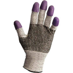 KleenGuard - Size S (7), ANSI Cut Lvl 3, Nitrile Coated Cut Resistant Gloves - 9.5" Long, Fingertips Coated, Dyneema Lining, Knit Wrist, White/Black/Purple, Paired - Eagle Tool & Supply