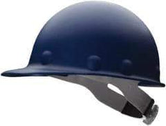 Fibre-Metal - ANSI Type I, Class G Rated, 8-Point, Ratchet Adjustment Hard Hat - Size 6-1/2 to 8, Blue, Standard Brim - Eagle Tool & Supply