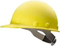 Fibre-Metal - ANSI Type I, Class G Rated, 8-Point, Ratchet Adjustment Hard Hat - Size 6-5/8 to 7-3/4, Yellow, Standard Brim - Eagle Tool & Supply