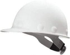 Fibre-Metal - ANSI Type I, Class G Rated, 8-Point, Ratchet Adjustment Hard Hat - Size 6-1/2 to 8, White, Standard Brim - Eagle Tool & Supply