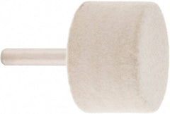 Value Collection - 1-1/2" Diam, 1/4" Shank Diam, Cylinder Shaped Mounted Bob - Medium Density, 1" Head Length, 2" Shank Length, Wool Felt - Eagle Tool & Supply