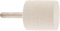 Value Collection - 1-1/4" Diam, 1/4" Shank Diam, Cylinder Shaped Mounted Bob - Hard Density, 1-1/4" Head Length, 2" Shank Length, Wool Felt - Eagle Tool & Supply